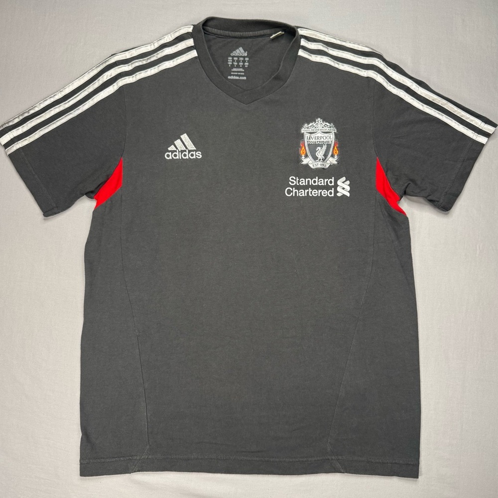 Adidas Liverpool FC Training Jersey Mens Small Gray Standard Chartered Soccer- s